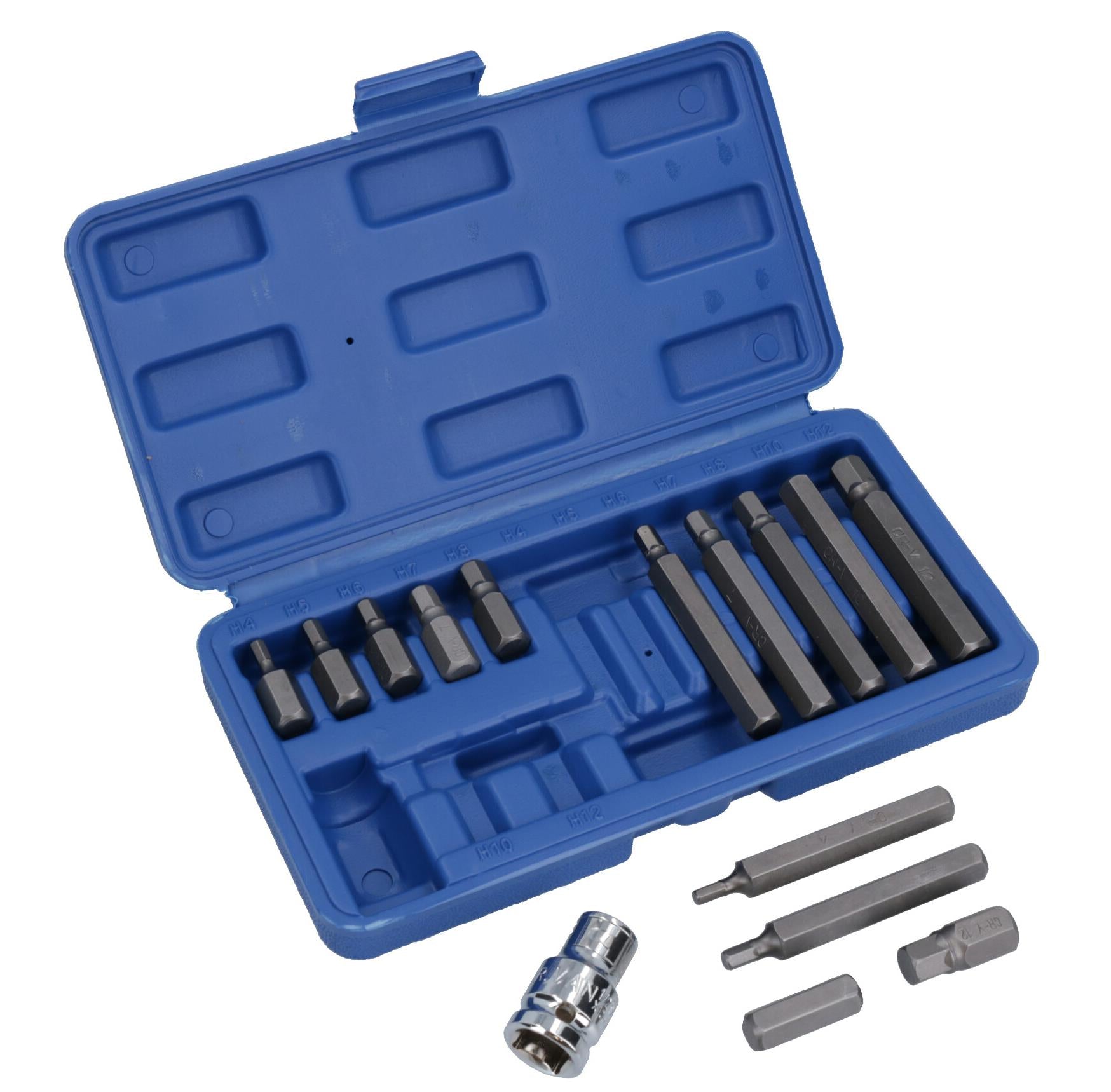 15pc Metric 1/2" dr Hex Allen  Allan Alan Wrench Key Socket Bit Set TE128