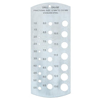 Metric Fractional Drill Size Gauge  1 to 13mm  Measure Hole Guide Stainless Steel