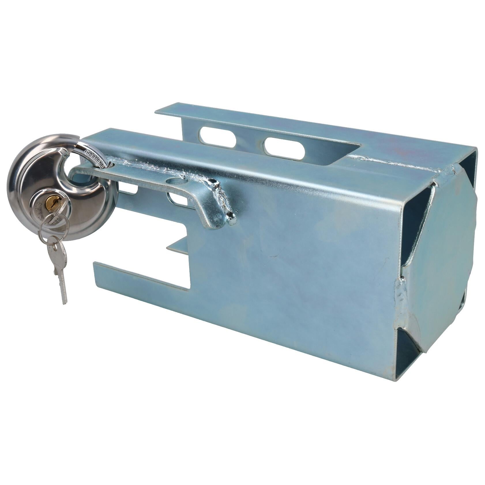 Trailer / Caravan Coupling Hitch Lock Steel Box Security Safe Type TR104