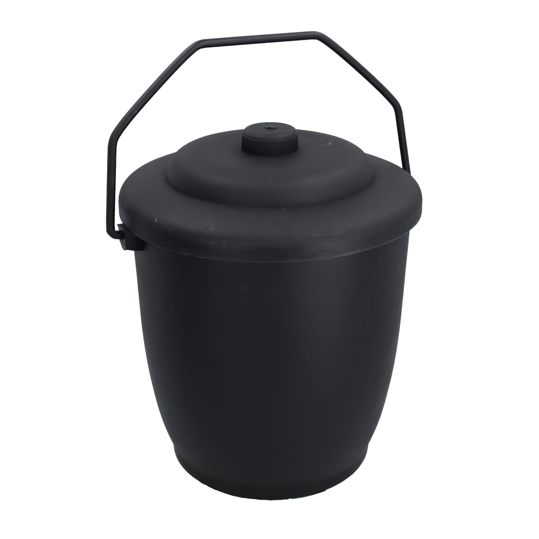 Coal Bucket & Lid Black Plastic Ash Tidy Bin Coal Carrier Fire Log Burner Kindling