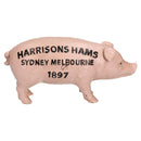 Harrisons Hams Pig Hog Butchers Money Bank Box Cast Iron Coin Change Jar