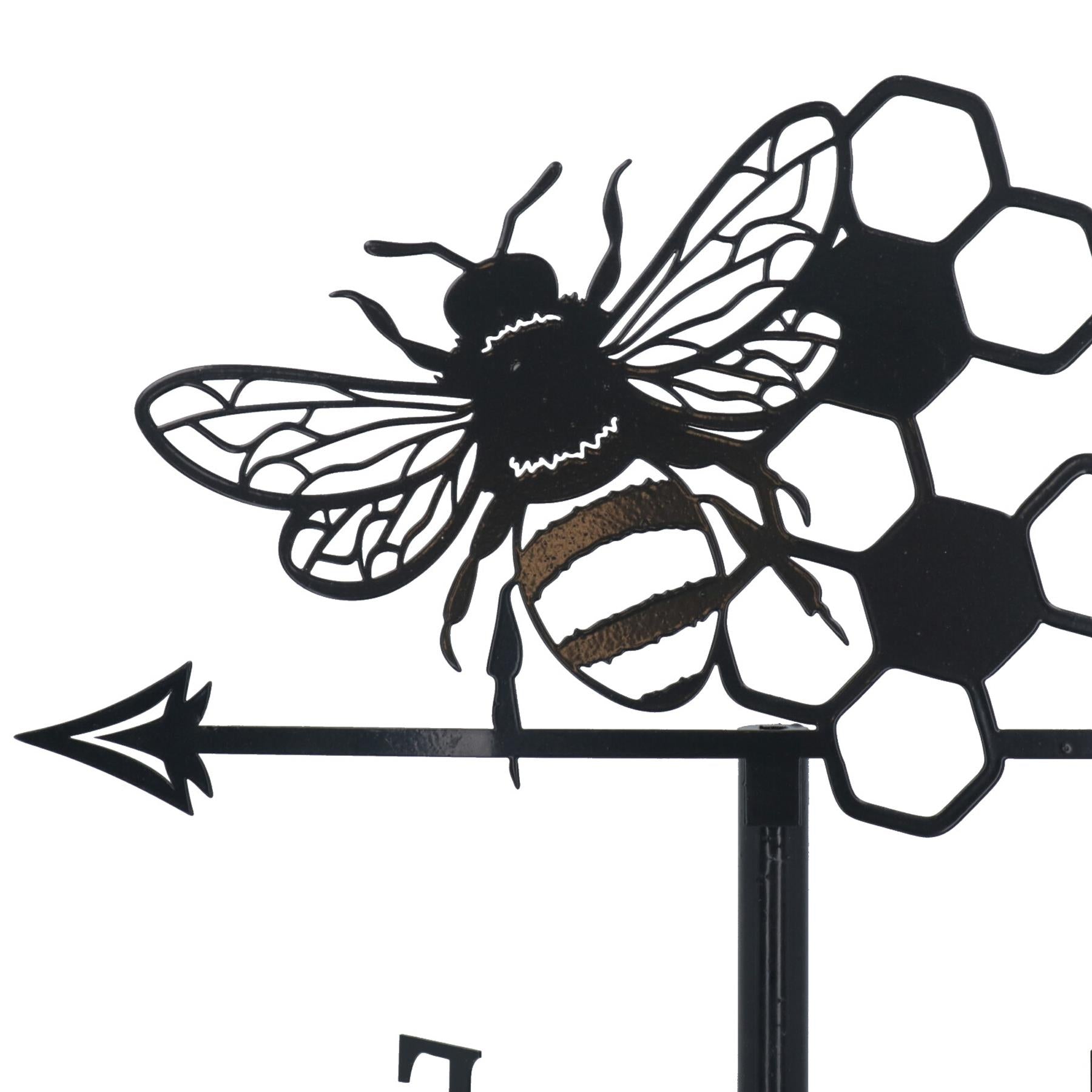 High Quality Black Metal Bee Silhouette Weather Vane Animal Lover Gift