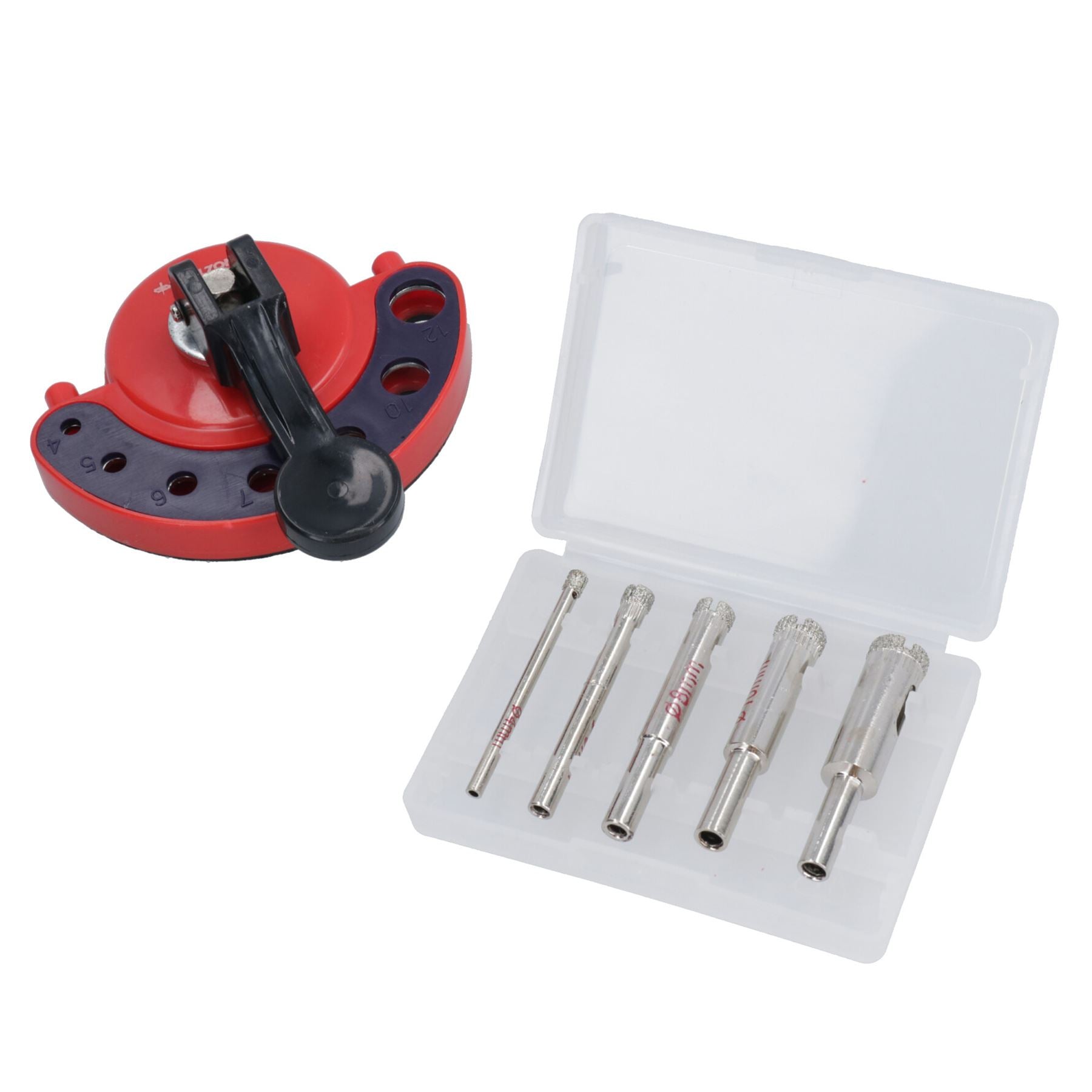 Diamond Hole Saw Set With Guide Jig 4 – 12mm for Porcelain Glass Slate Marble