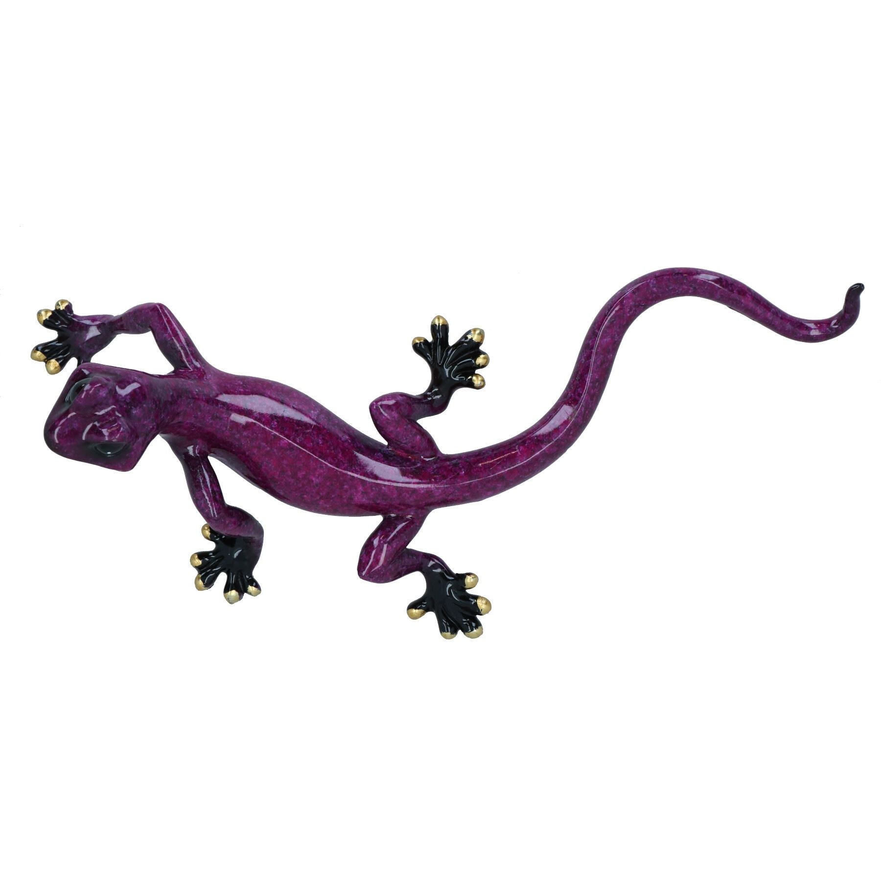 Purple Speckled Gecko Lizard Resin Wall Shed Sculpture Decor Statue Medium