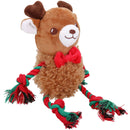 Dog Christmas Gift Fluffy Ropee Reindeer & Santa Squeaky Plush RopeToy Bundle