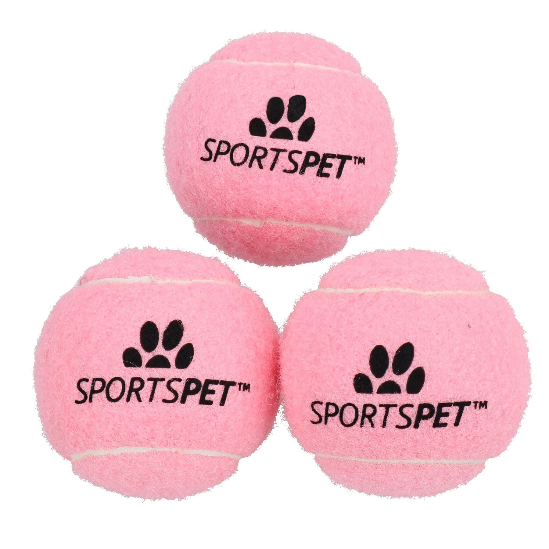 3pk Medium Pink Tennis Balls Puppy Dog Chuck Fetch Play Time- 6.5cm