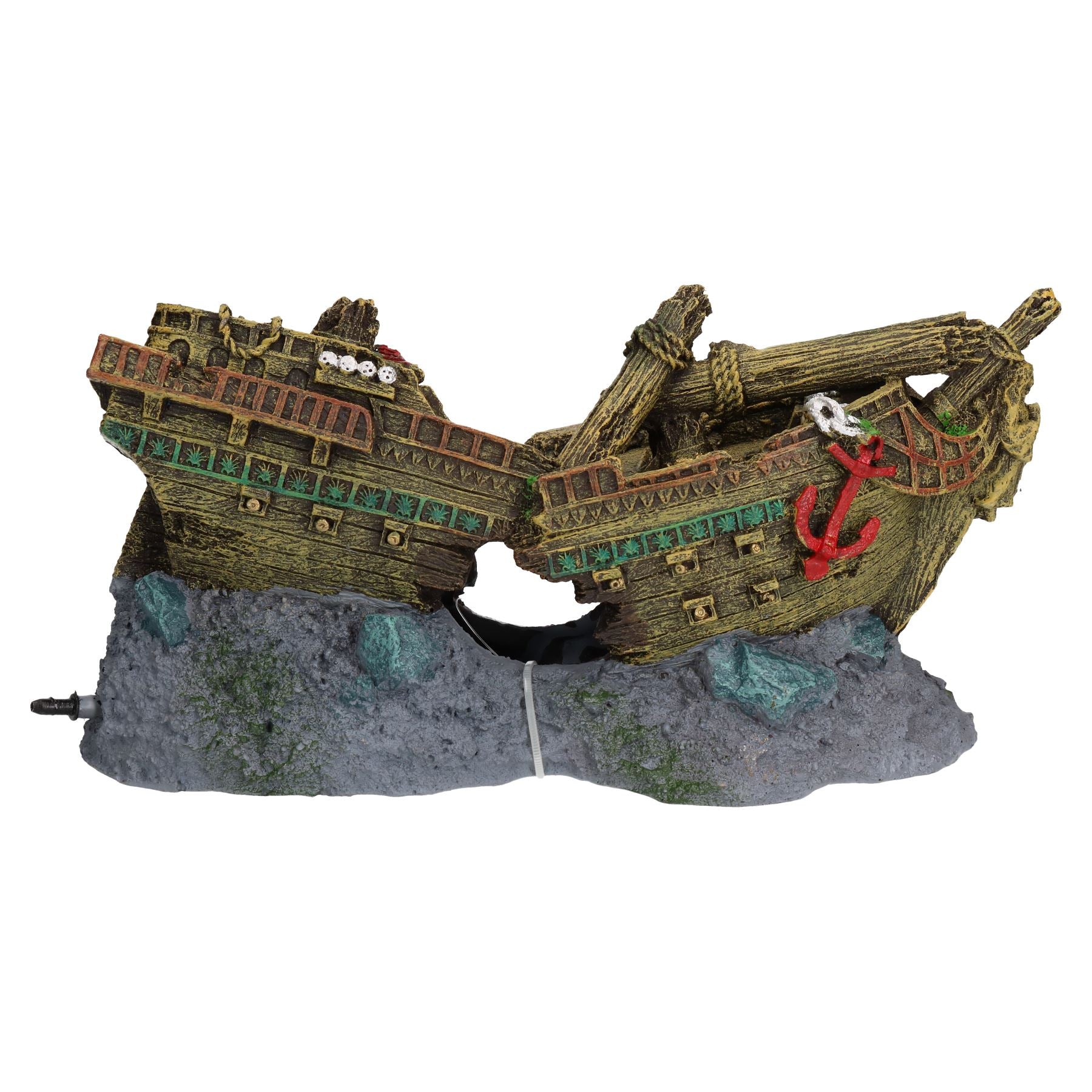 Aquatic Aquarium Shipwreck bubbler Fish Tank Ornament 26x12x13cm