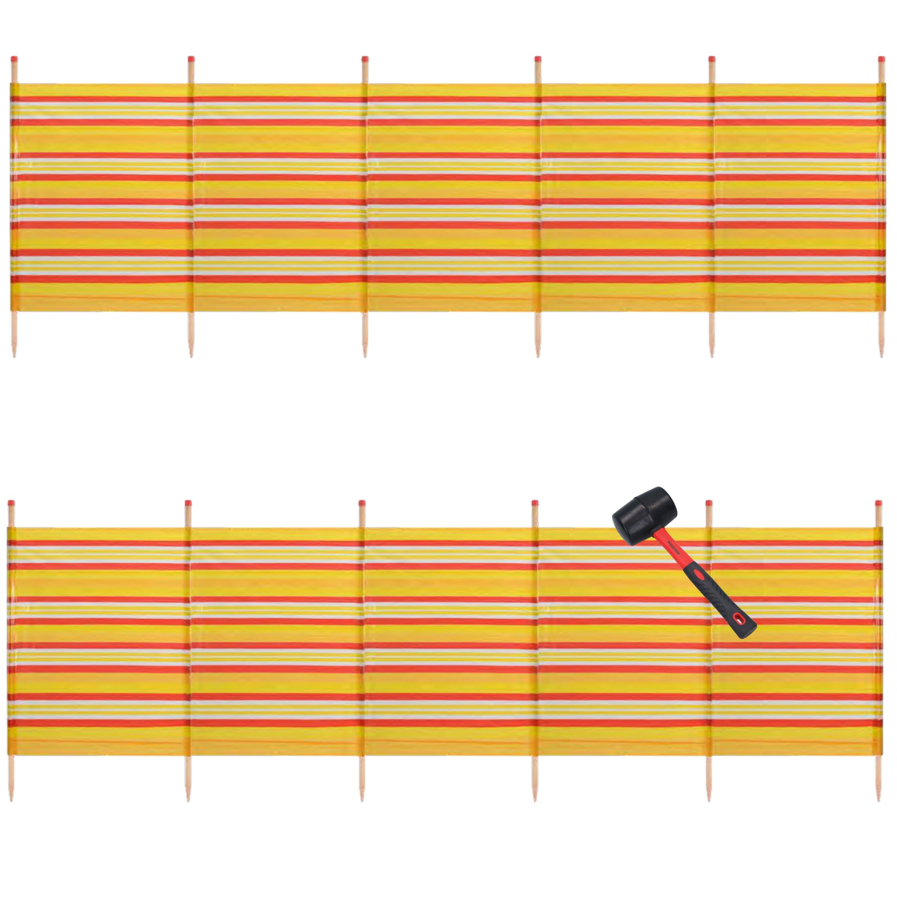 6 Pole Windbreak Beach Shelter 1.5m by 3.7m Screen Privacy Yellow Stripe