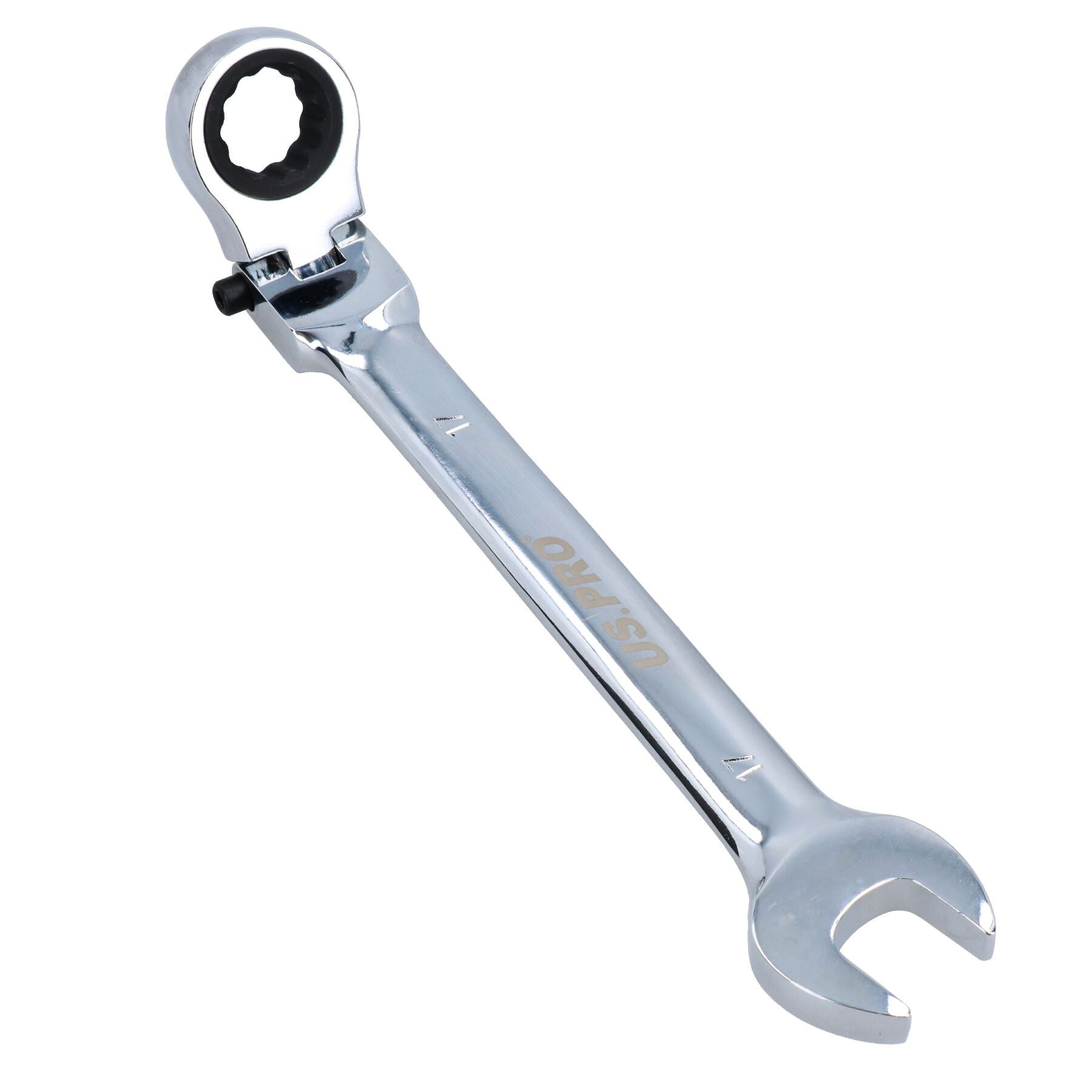 Flexible Headed Ratchet Combination Spanner Wrench with Integrated Lock