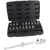 3/8" Drive Master Drain Sump Plug Key Set For Engines Gear Boxes 21pc Kit