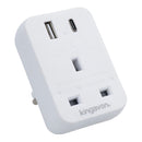 UK To EU Travel Socket Adaptor 2 Pin to 3 Pin Plug + C / USB Charging Ports