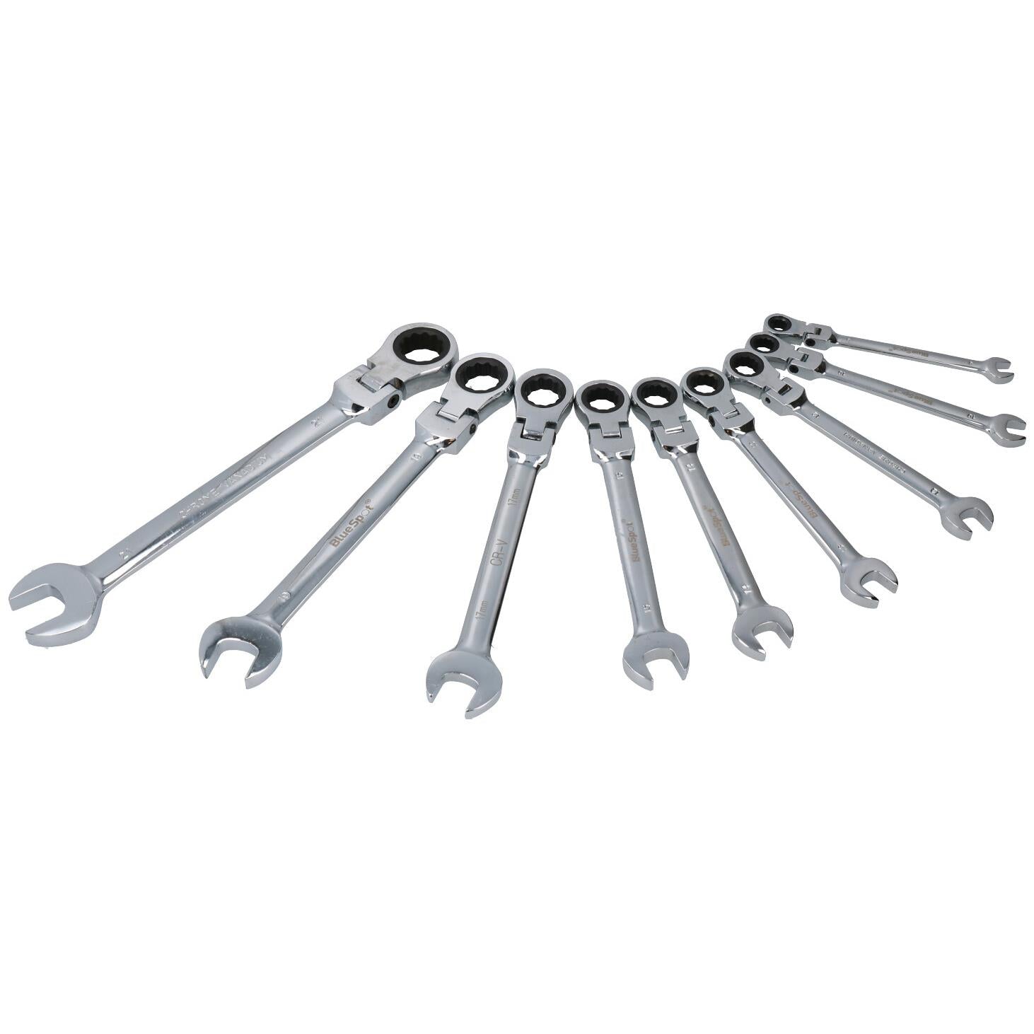 Metric MM Flexible Headed Combination Ratchet Spanner Wrench 8mm – 21mm