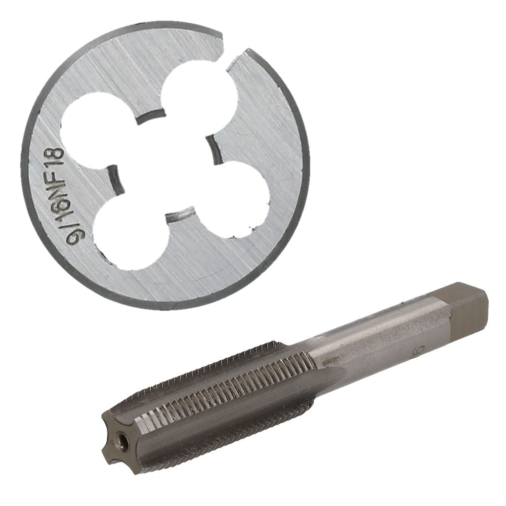 1/4" - 5/8" UNF Tap & Die Tungsten Steel Taper and 38mm Split Die