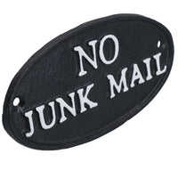 No Junk Mail Cast Iron Sign Plaque Door Wall House Home Gate Post Yard