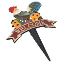 Welcome Cockerel Chicken Grass Cast Iron Sign Plaque Garden Park Lawn Yard