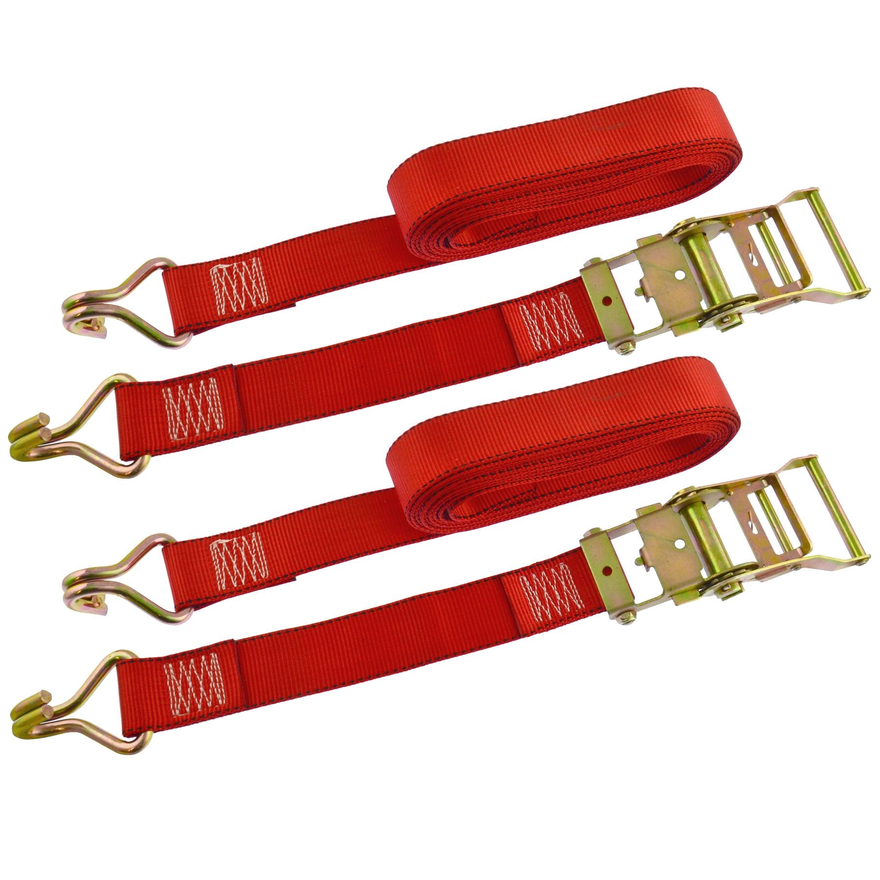 Red Ratchet Strap Tie Down Trailer 5m Hook Cargo Strap 750kg Lashing x 2 (Pair)