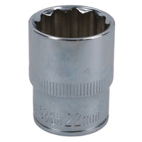 1/2in Drive Shallow Metric MM Socket 12 Sided Bi-Hex with Knurled Ring