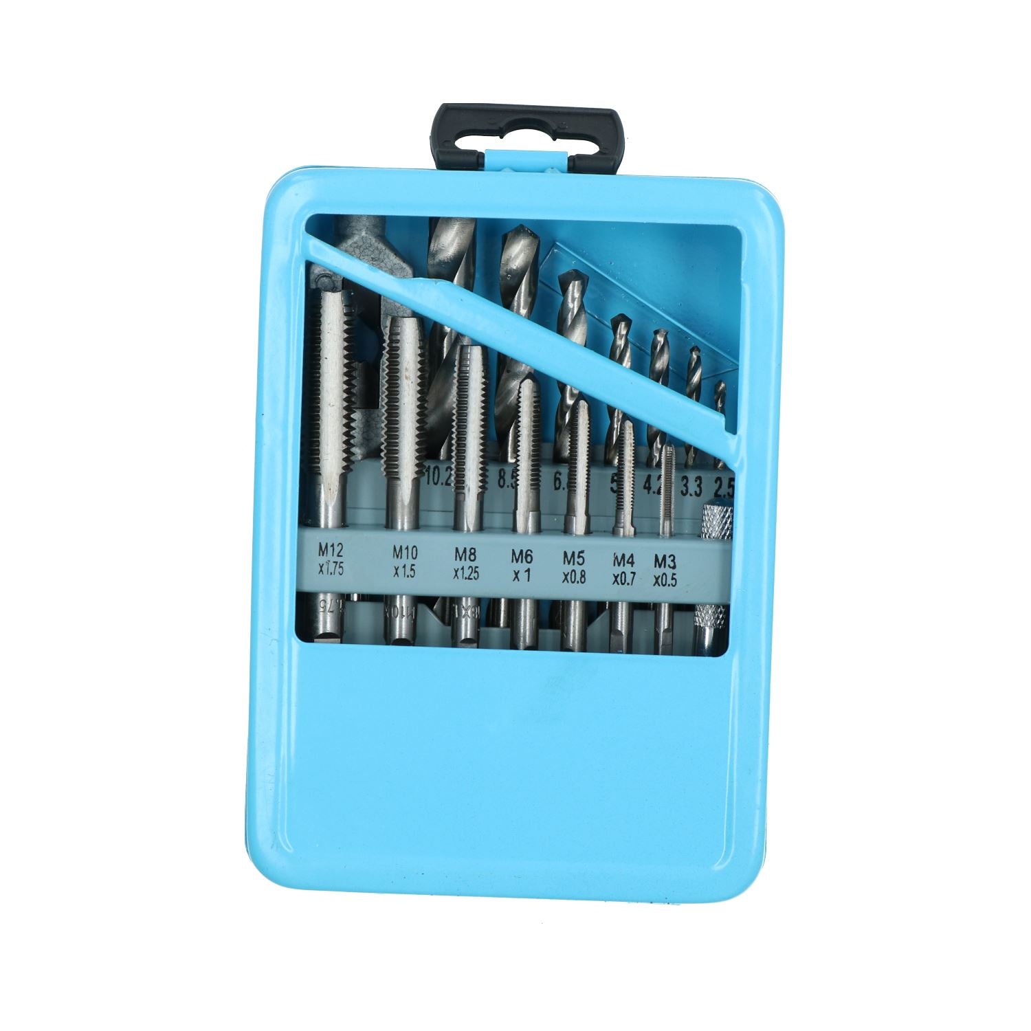 Metric MM Tap And Drill Set M3 – M12 Taps 2.5mm – 10.2mm Drills 15pc