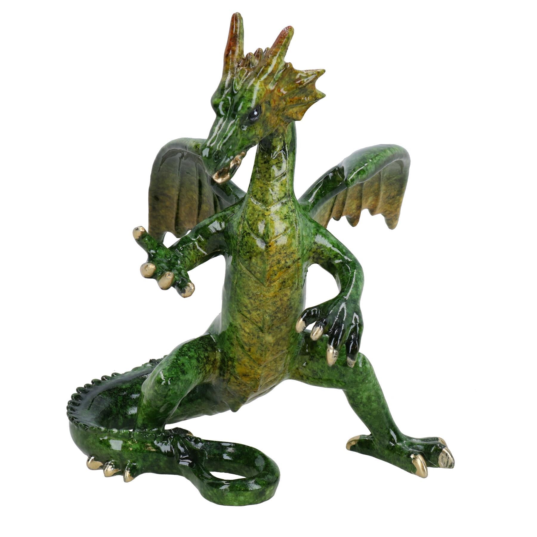 Standing Dragon & Egg Resin Fantasy Sculpture Statue Ornament Figurine Mythical