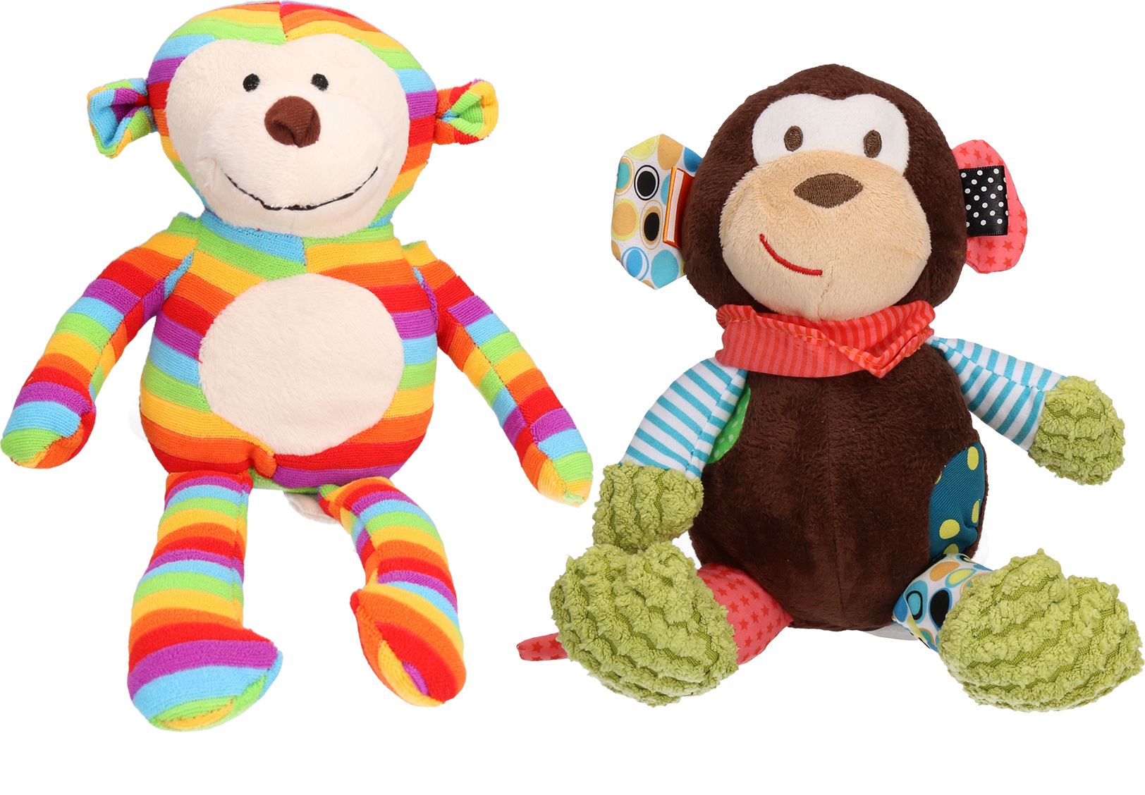 Rainbow Sonny & Mitchel Monkey Dog Toy Cuddle Toy With Squeak