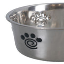 1 Heavy Duty Non Slip Silver Paw Bowl Dog Puppy Feed Food Water Bowl 16cm