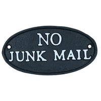 No Junk Mail Cast Iron Sign Plaque Door Wall House Home Gate Post Yard