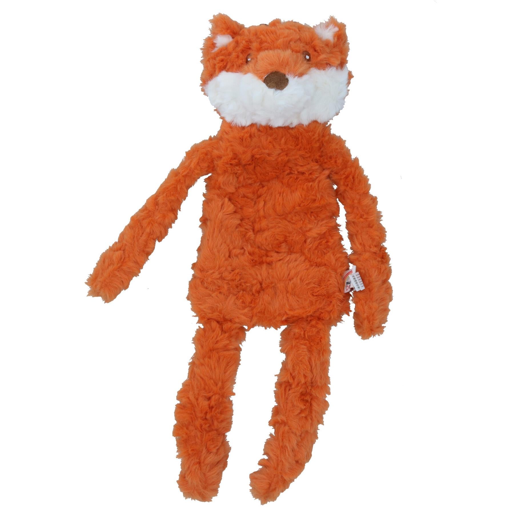 Plush Squeaky Crinkle Unstuffed Fox Calming Pet Toy With Belly Compartment