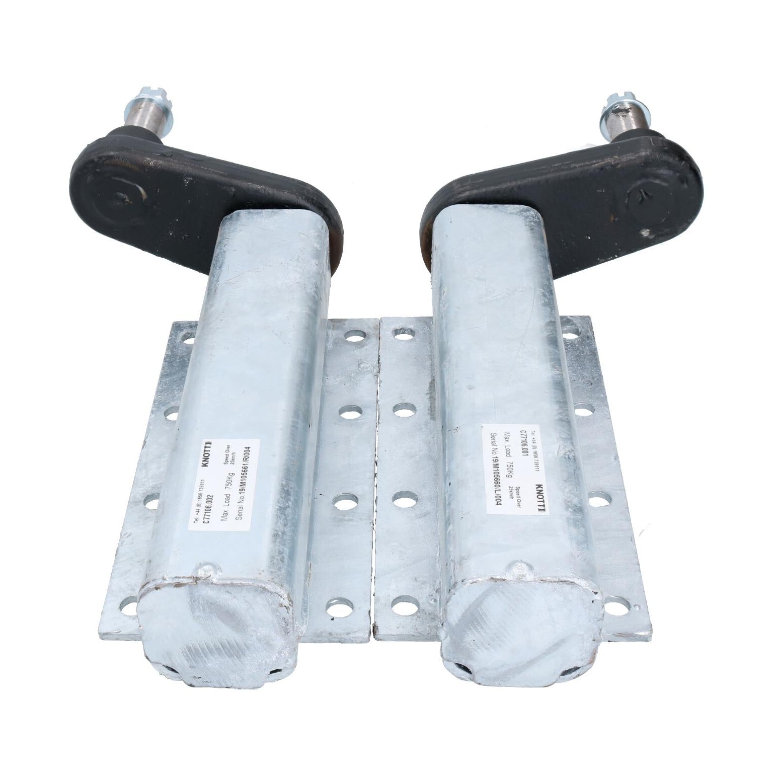 750kg Galvanised Trailer Suspension Units & 100mm PCD Hubs (Pair) Bearings