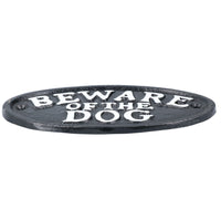 Beware the Dog Black Cast Iron Sign Plaque Door Wall House Gate Post Garden