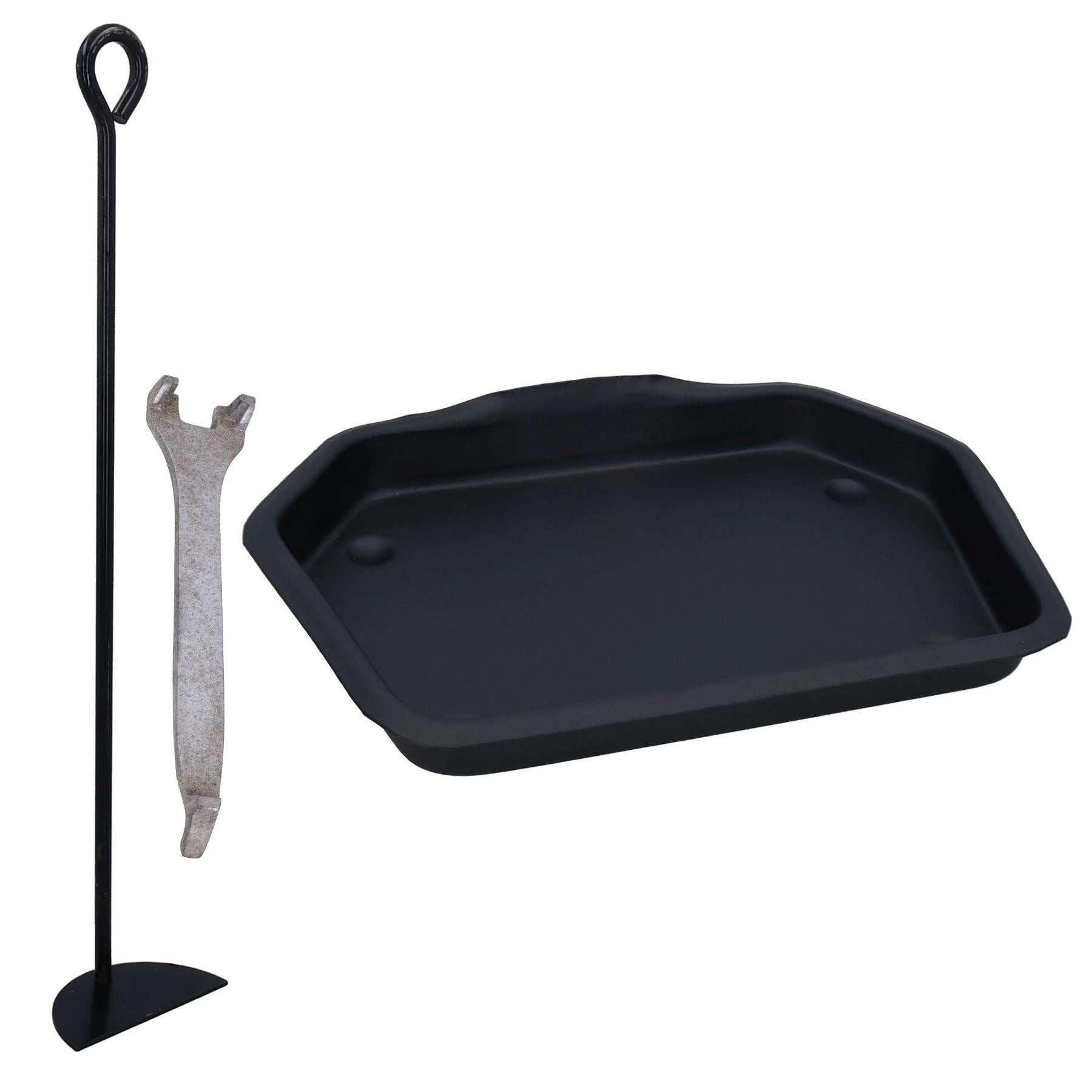 11" Metal Ashpan Ash Pan Tray For 16" Fireplace, Handle & Rake Openfire Carrier