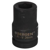 24mm Metric 3/4" or 1" Drive Deep Impact Socket 6 Sided With Step Up Adapter