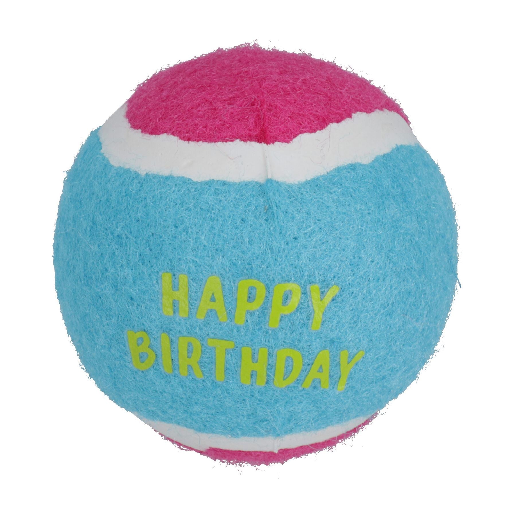 3PK Medium Happy Birthday Tennis Balls Dog Puppy Gift Chuck Fetch Play 6.5cm