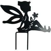 Set of 4 Small Black Fairy Silhouettes With Stake Garden Deco Ornament