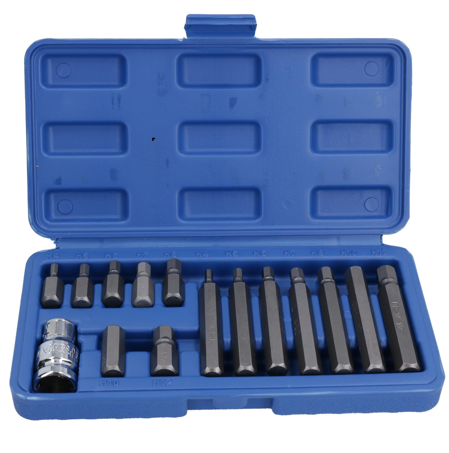 15pc Metric 1/2" dr Hex Allen  Allan Alan Wrench Key Socket Bit Set TE128