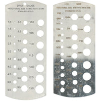 Metric and Imperial MM SAE Measuring Gauges 1 - 13mm 1/16 - 1/2 for Drills Bolt