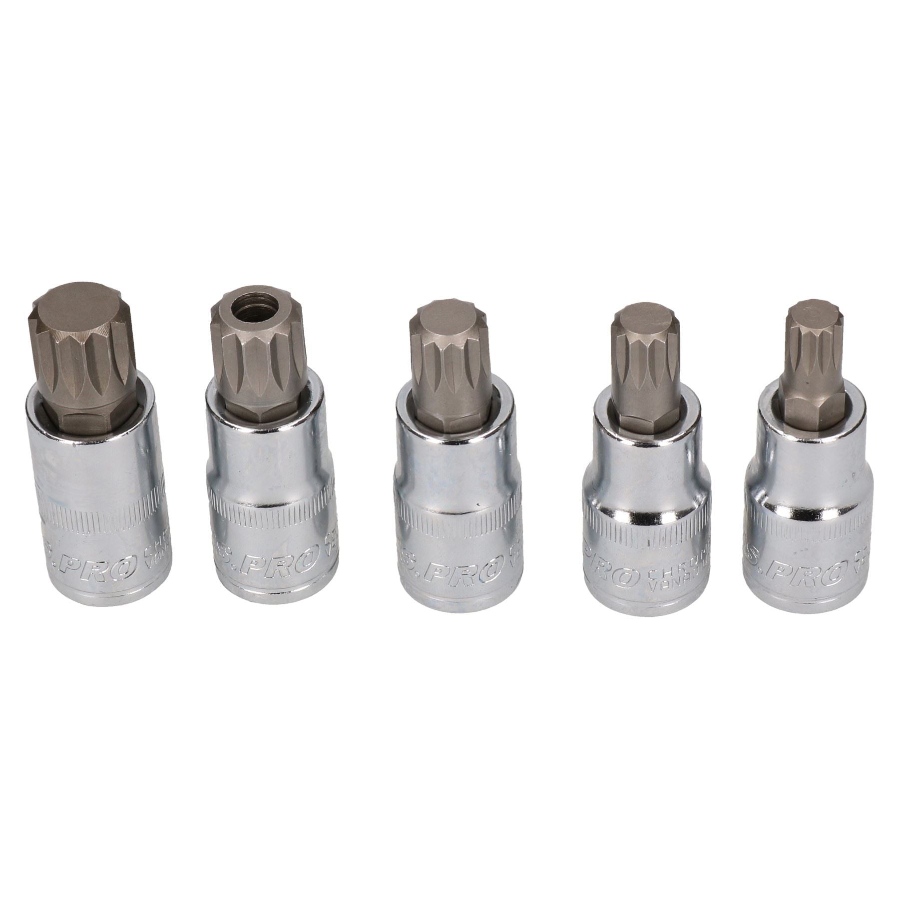 1/2" Drive Metric Hex Allen Male Torx Spline Triple Square Bit Sockets 15pc