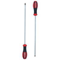 Extra Long reach Screwdrivers Pozi + Flat Headed PZ2 + 6.5mm 400mm Long 2pc