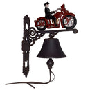 Motorcycle Motorbike Bike Rider Bell Gate Cast Iron Sign Plaque Door Wall House