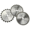 3pc 190mm TCT circular saw blades 20 / 24 and 40 teeth 16mm Bore TE598