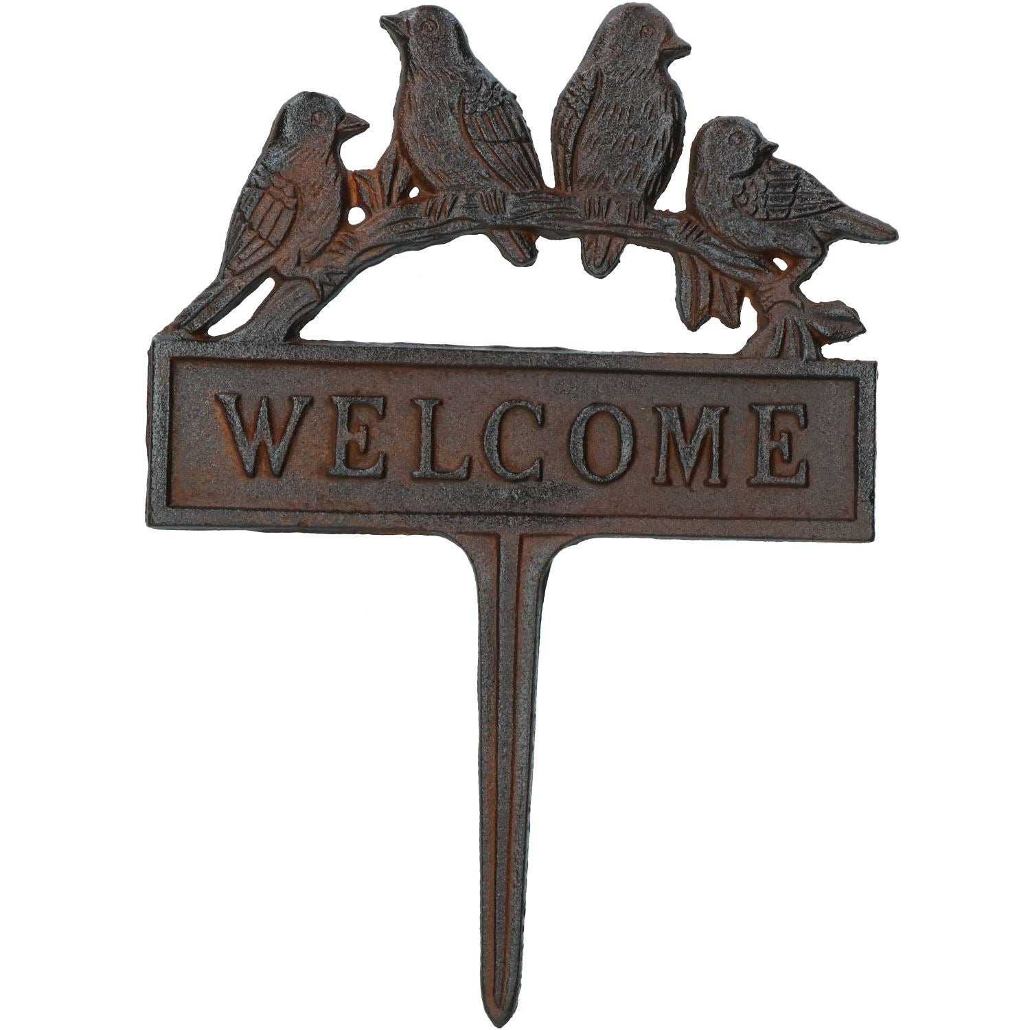 Welcome Bird Grass Sign Cast Iron Sign Plaque Garden Park Lawn Yard Spike