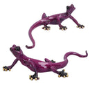 Purple Speckled Gecko Lizard Resin Wall Shed Sculpture Decor Statue Full Set