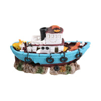 Aquatic Aquarium DecoLED Boat Ship Wreck Fish Tank Ornament 7x10x18cm