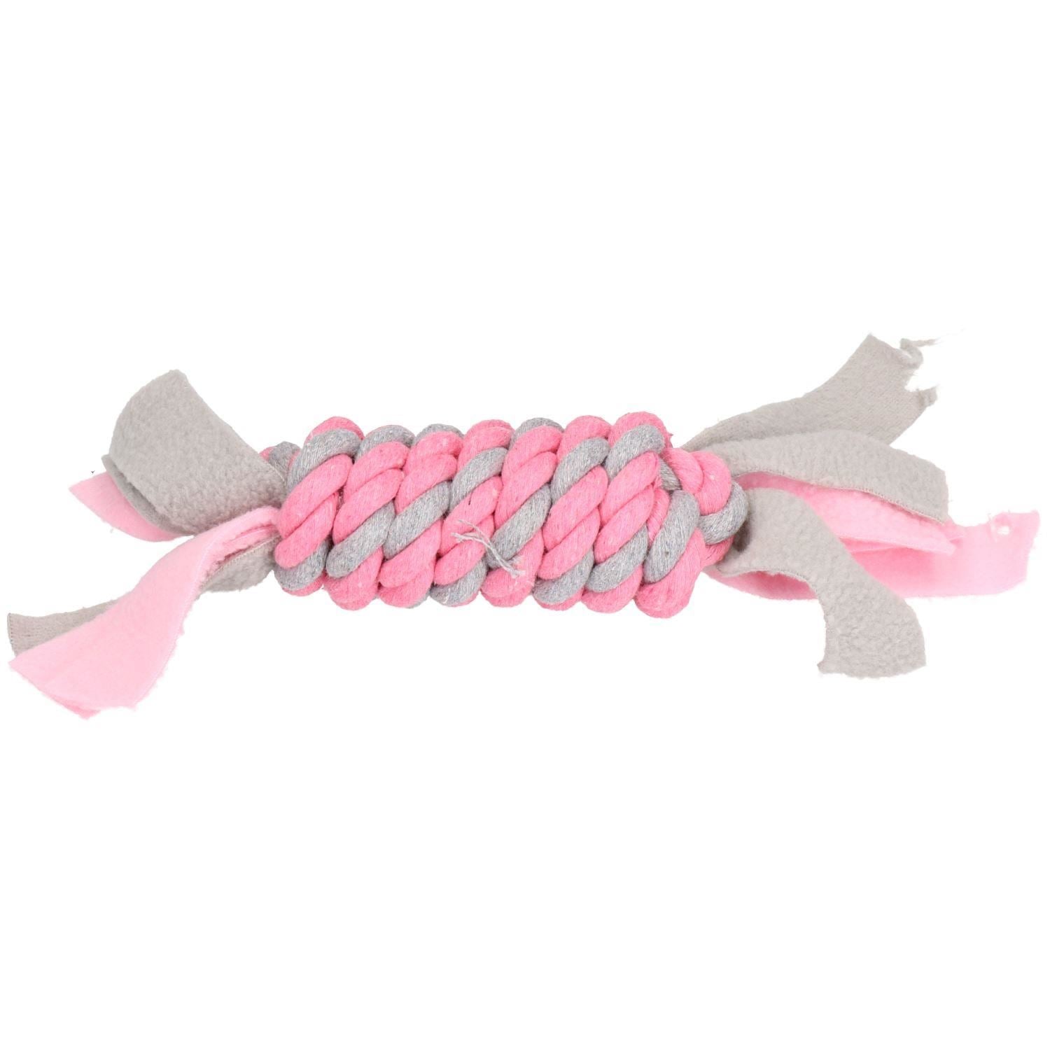 3 Pink Small Dog Puppy Fleecy Rope Play Toy Bundle Great For Teeth & Gums