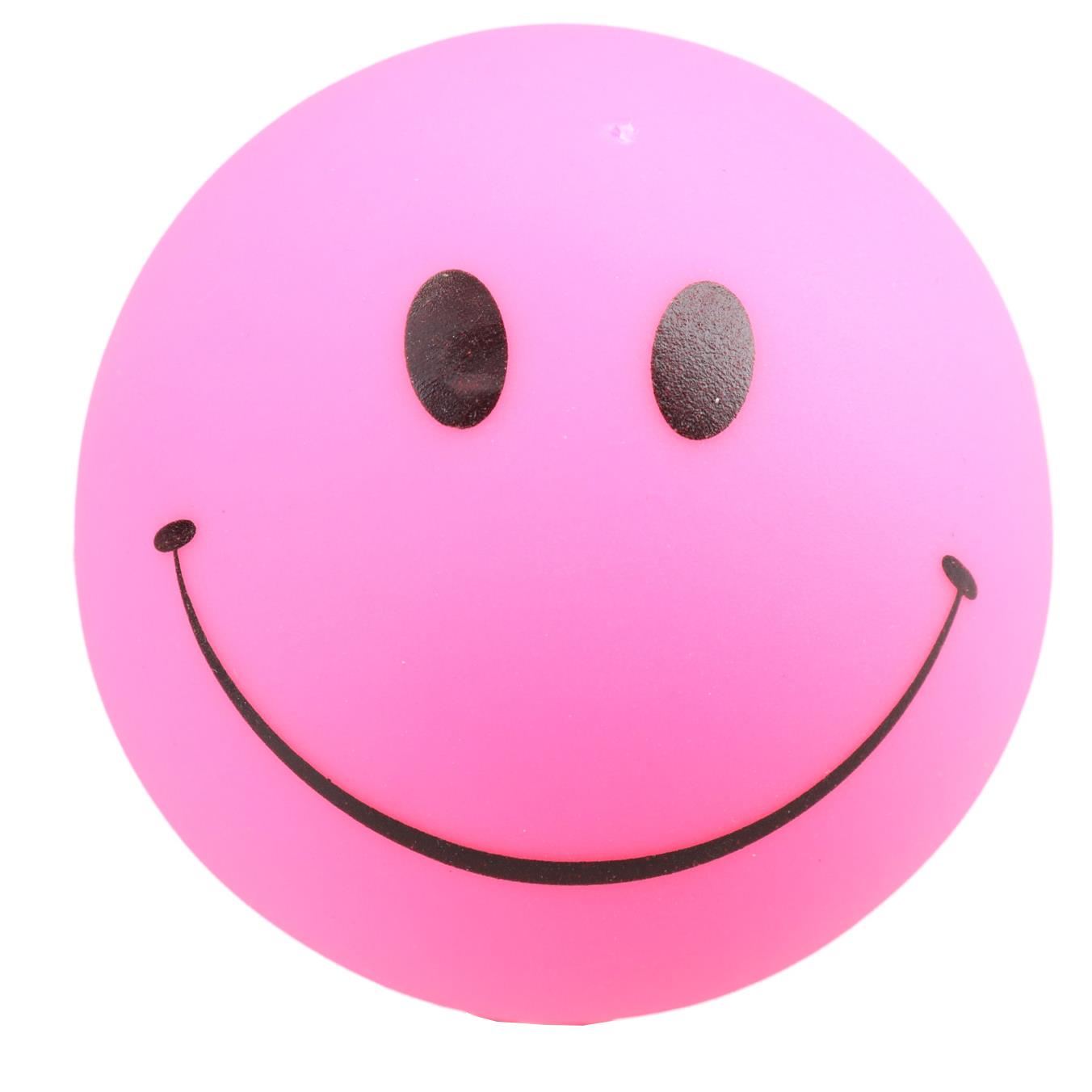 Pink Squeaky Smiley Face Vinyl Dog Ball Play Pet Toy Fetch Play Squeaky Chase