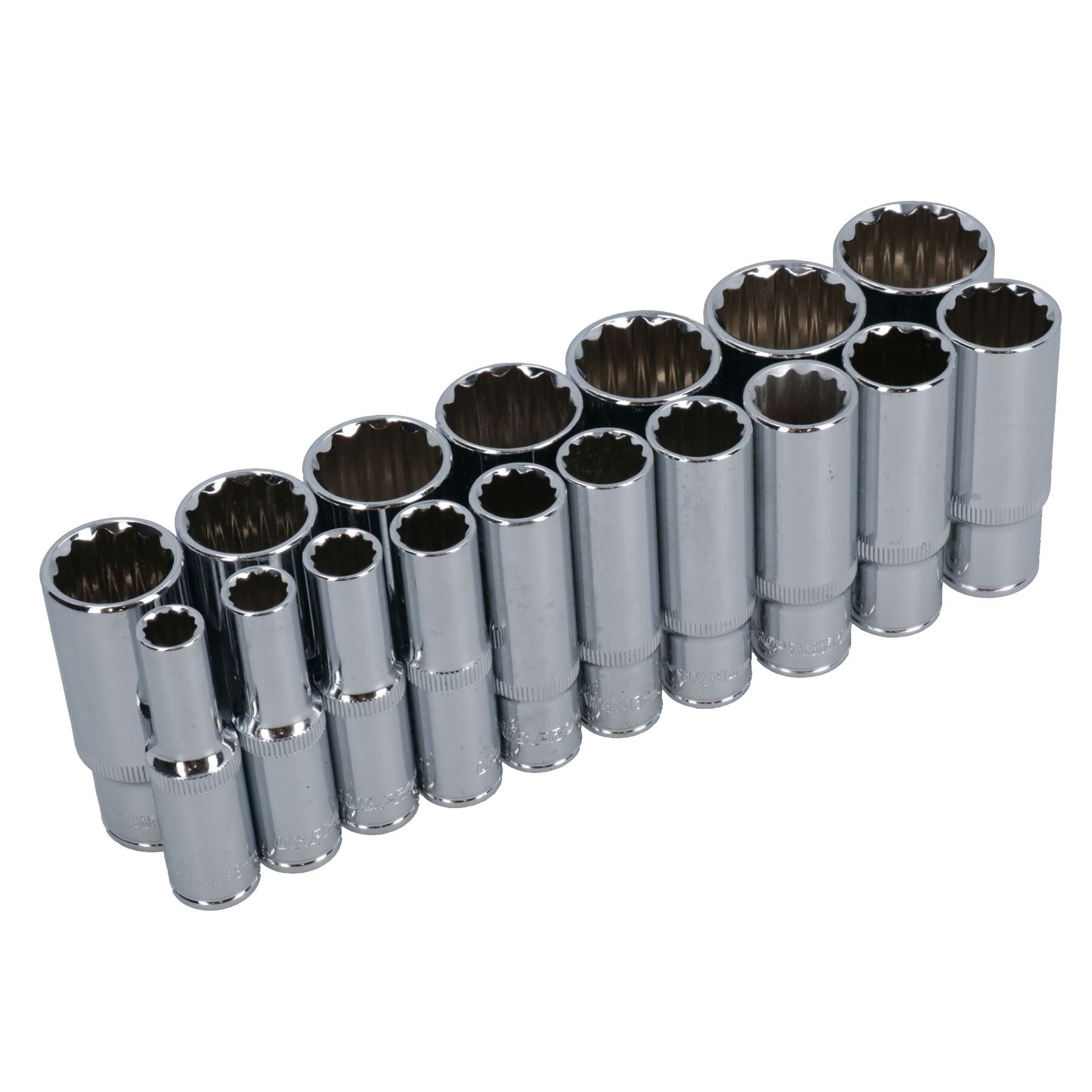 3/8" Drive Metric Shallow And Deep Bi-Hex 12 Point Sockets 8mm - 24mm 34pc