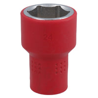 1/2in drive VDE Insulated Shallow Metric Socket 6 Sided Single Hex 1000 V