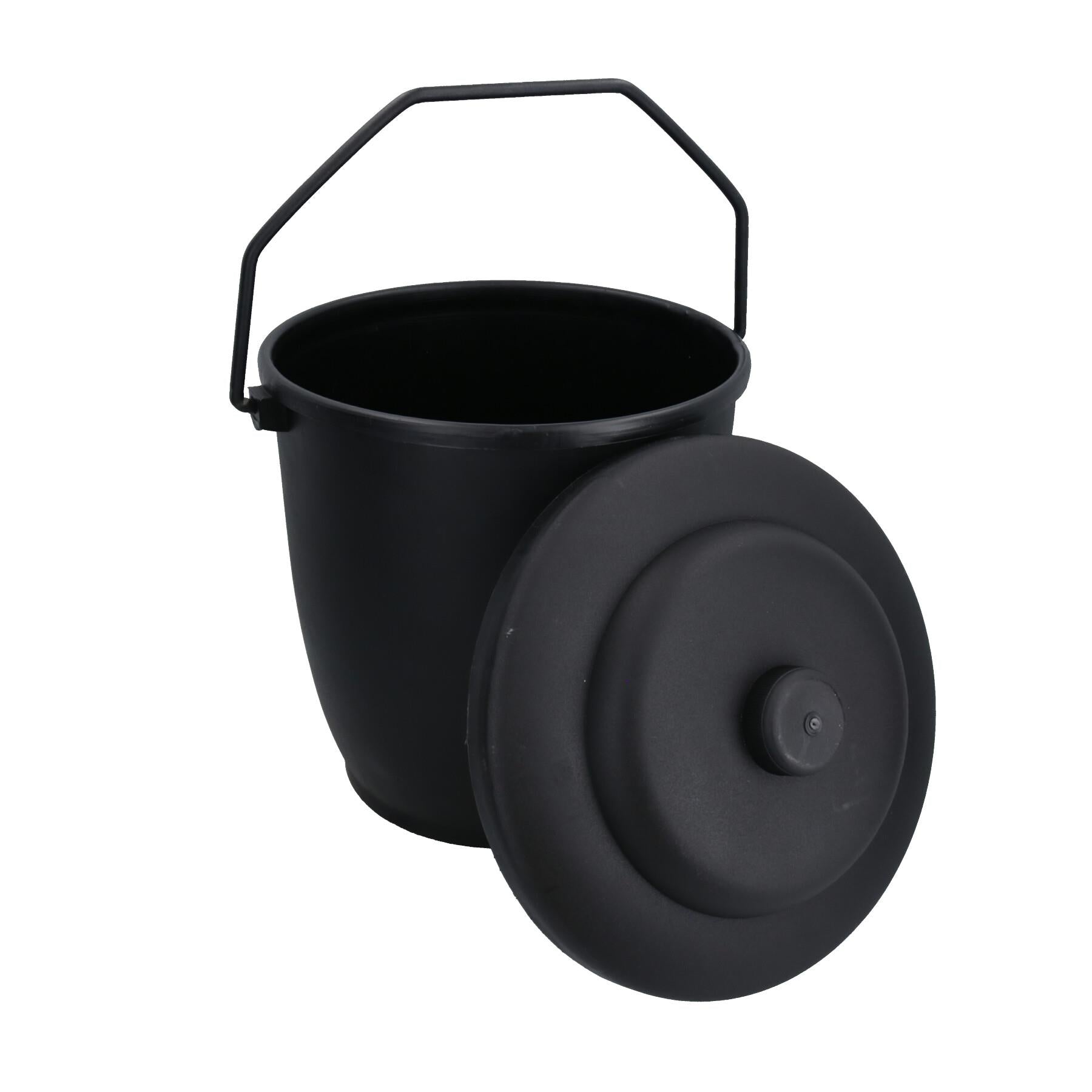 Coal Bucket & Lid Black Plastic Ash Tidy Bin Coal Carrier Fire Log Burner Kindling