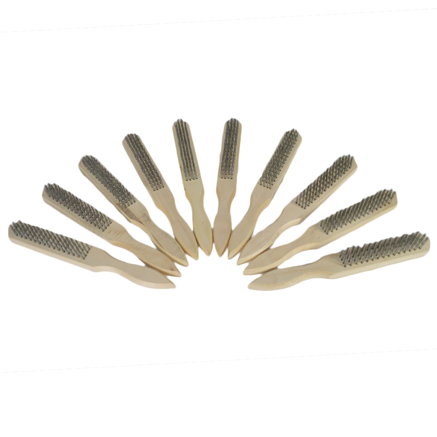 Wire Cleaning Brush 4 Rows Of Steel Wire Bristles With Wooden Handle 10 Pack