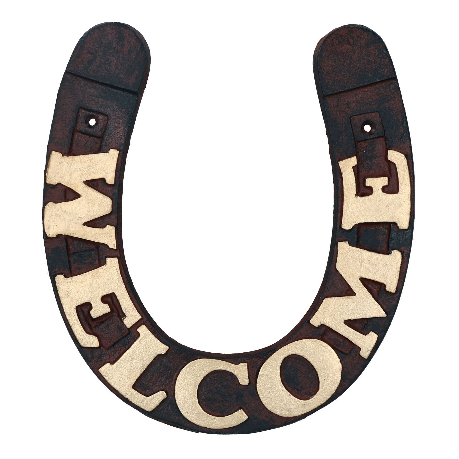 Horse Shoe Welcome Cast Iron Sign Plaque Wall Gate House Stable Farm Yard