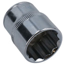 1/2in Drive Shallow Metric MM Socket 12 Sided Bi-Hex with Knurled Ring